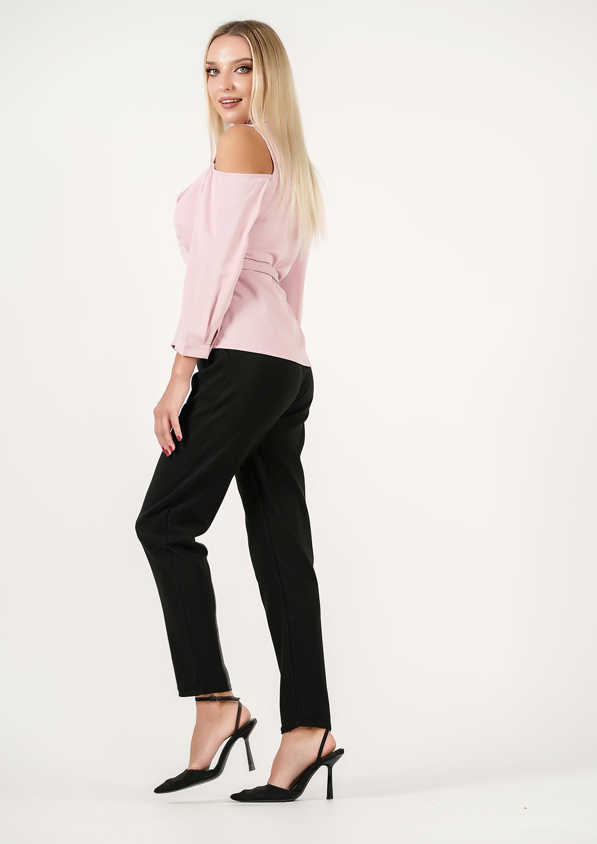 Blush Innovation: Cold-Shoulder Ruffle Shirt