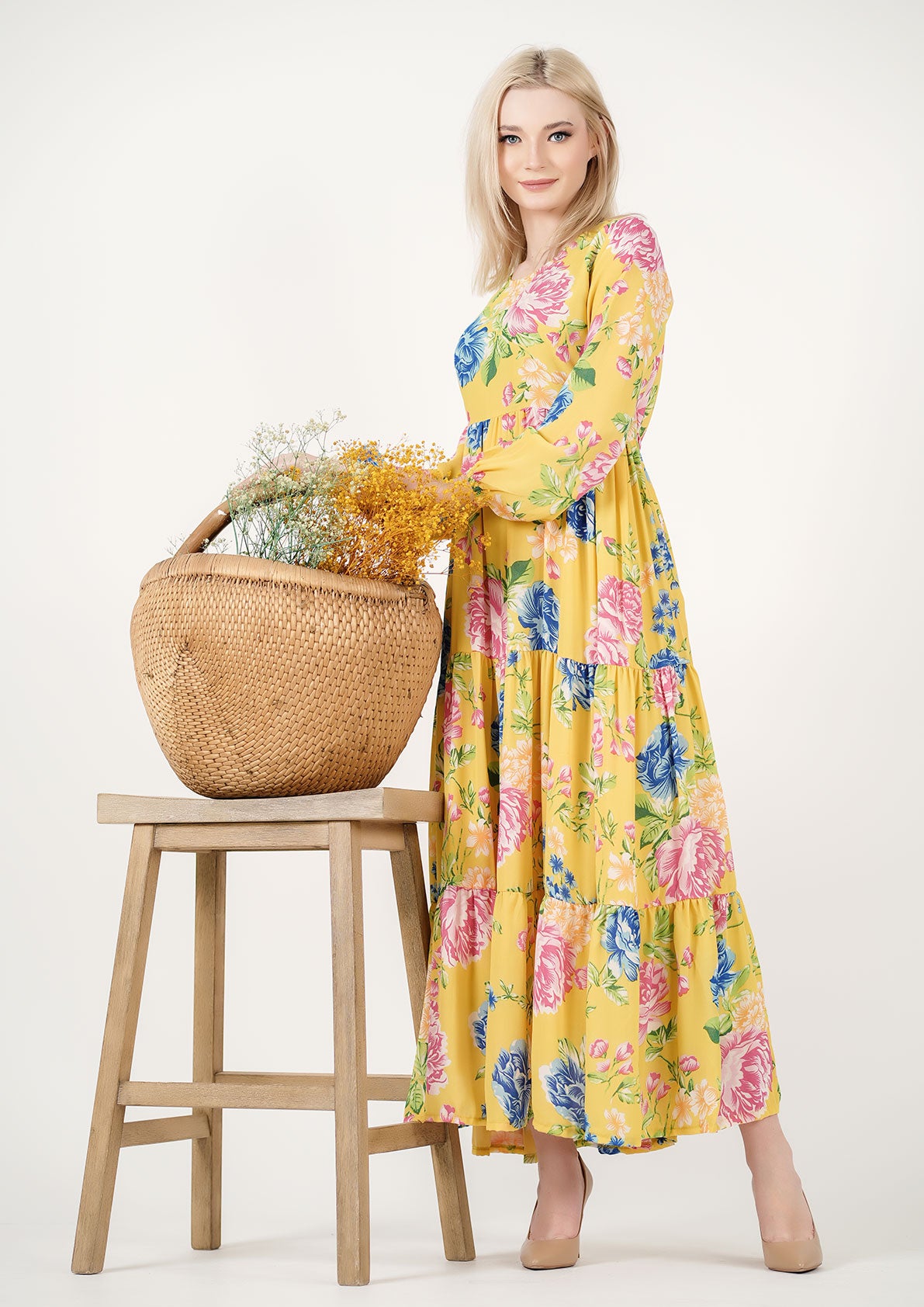 Sunshine Serenade Chiffon Maxi Dress