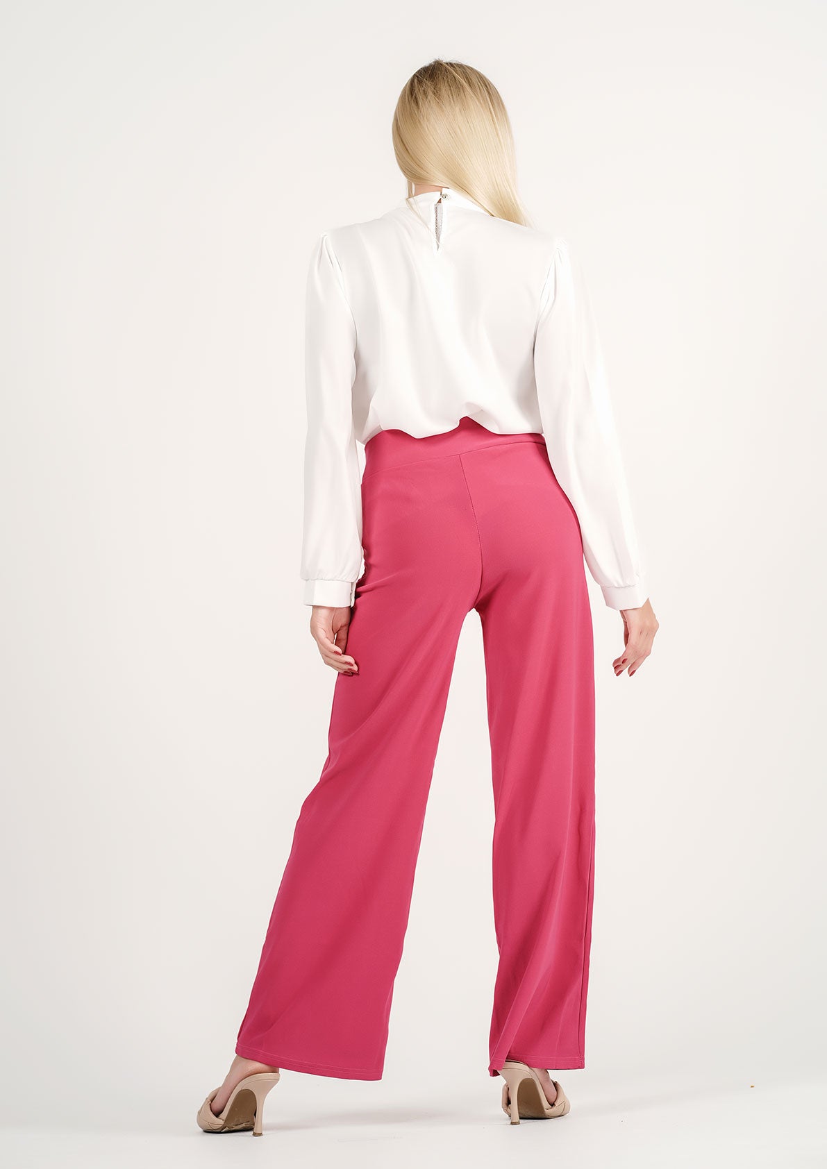 Rosy Radiance: Bold Berry Wide-Leg Trousers