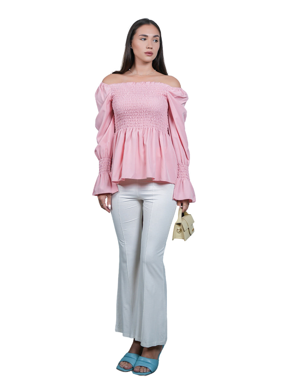 ROSE - Solid Pink Pleated top