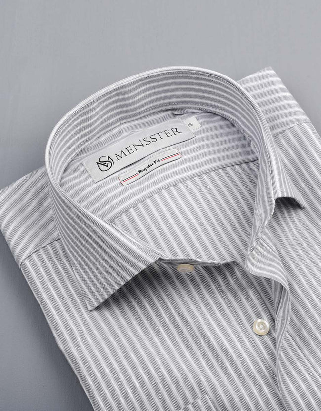 Soft Gray Colored Shirt with White Striped Pattern