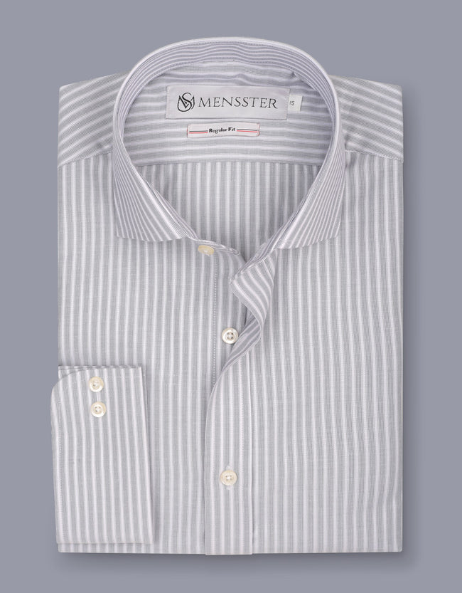 Soft Gray Colored Shirt with White Striped Pattern