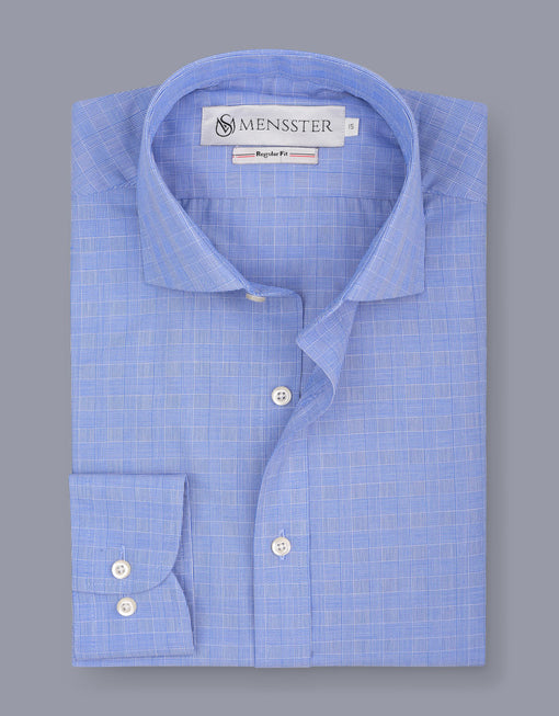 Men's Light Blue Shirt with Subtle Pattern