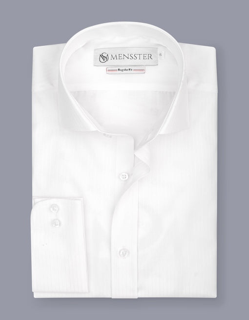 Men's White Self Printed Business Formal Shirt