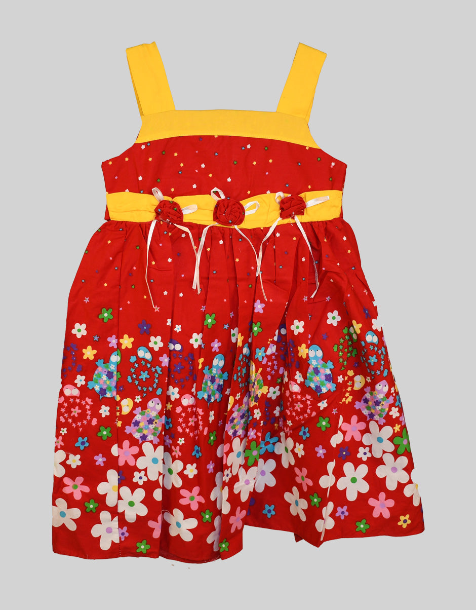 Blossom Blooms: Red & Yellow Floral Frock