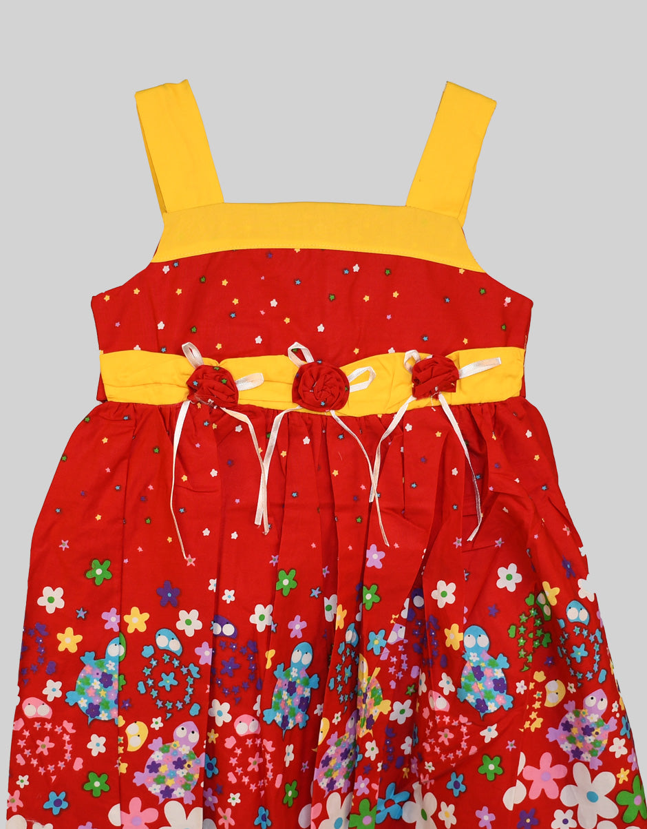 Blossom Blooms: Red & Yellow Floral Frock