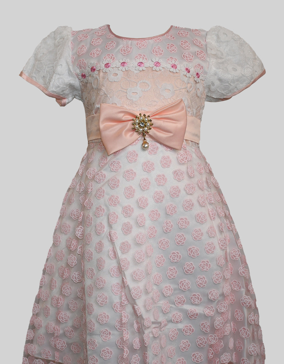 Peach and White Butterfly Frock