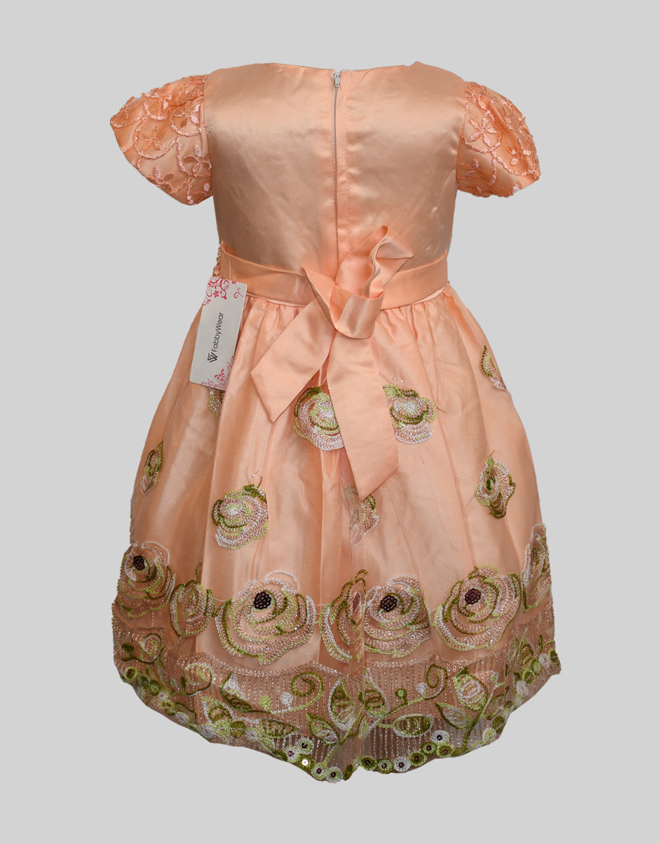 Peach Embroidered Baby Dress