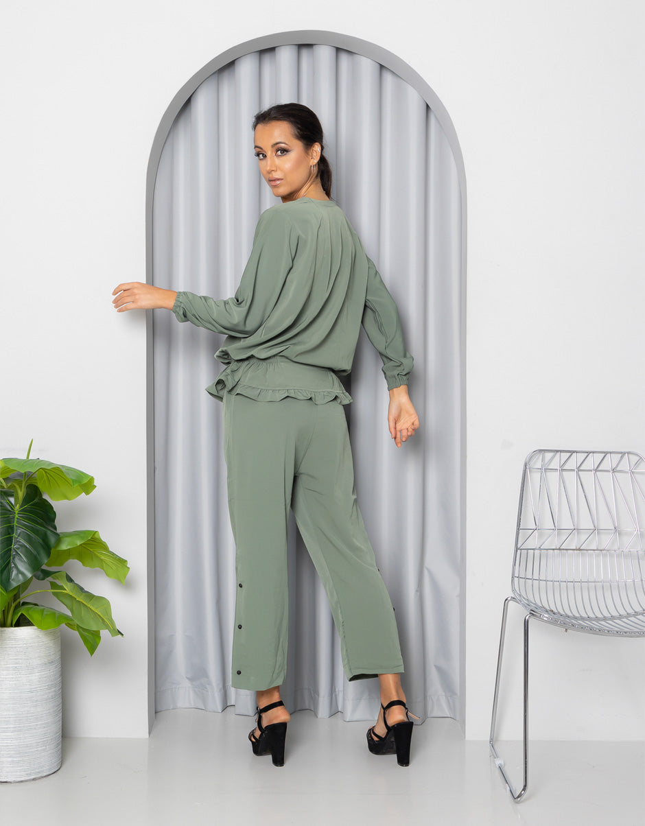 Olive Pant and Elasticized Top Set