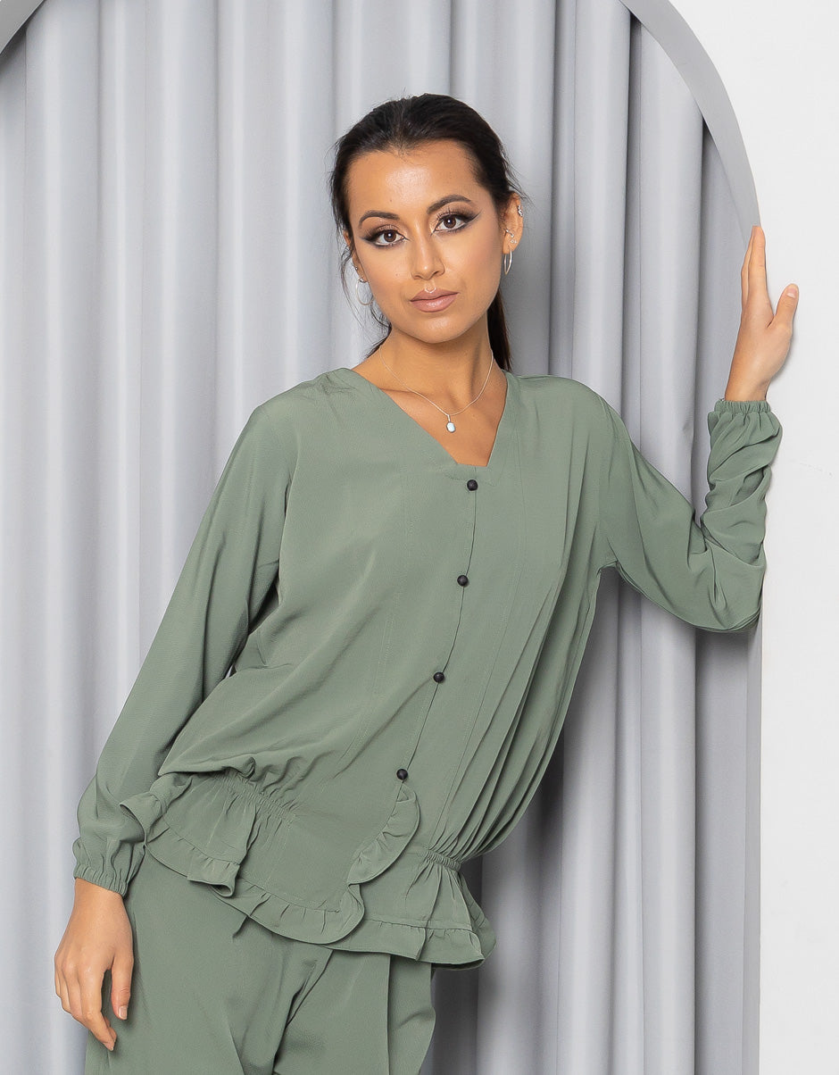 Olive Pant and Elasticized Top Set