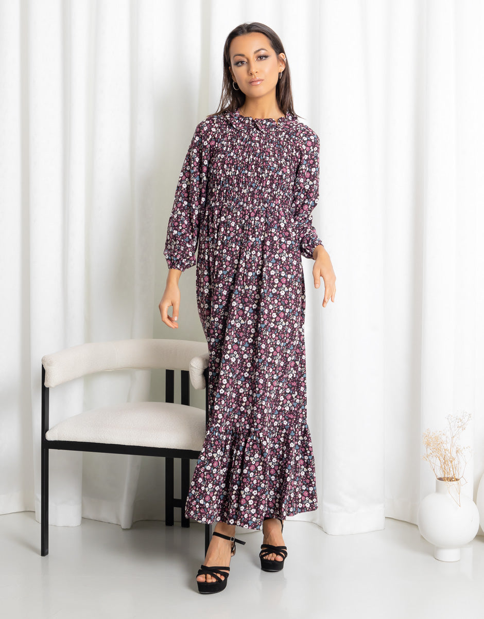 Floral Platted Maxi Dress for Women