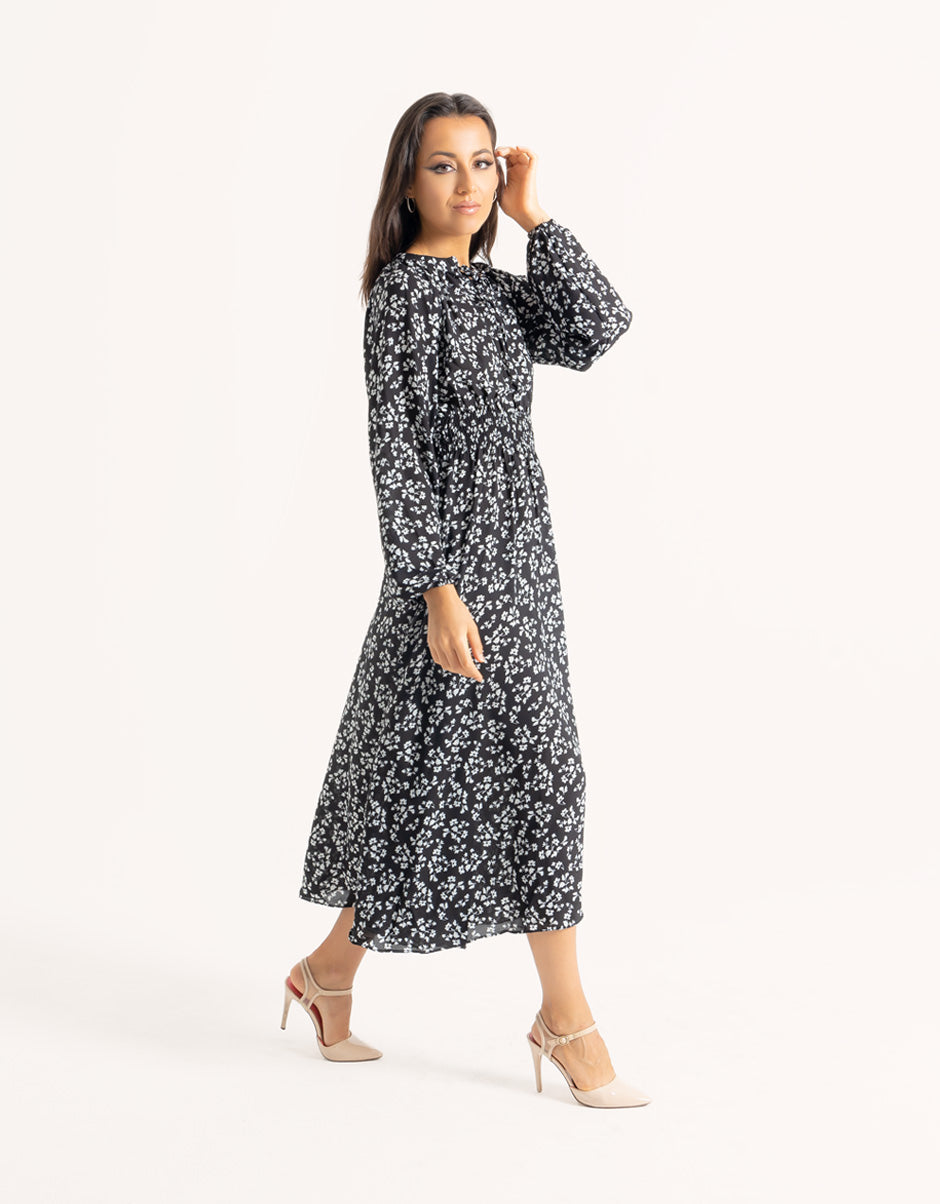 Black Maxi with White Floral Print