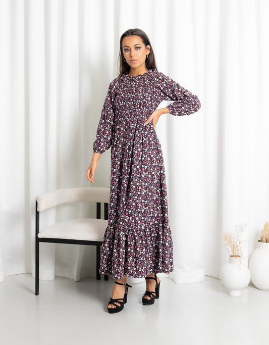 Floral Platted Maxi Dress for Women