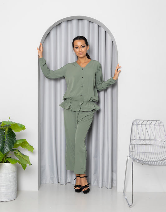 Olive Pant and Elasticized Top Set