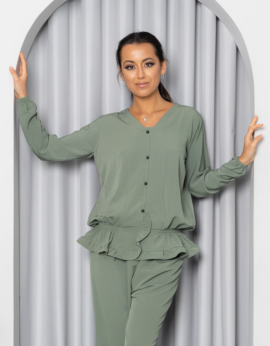 Olive Pant and Elasticized Top Set