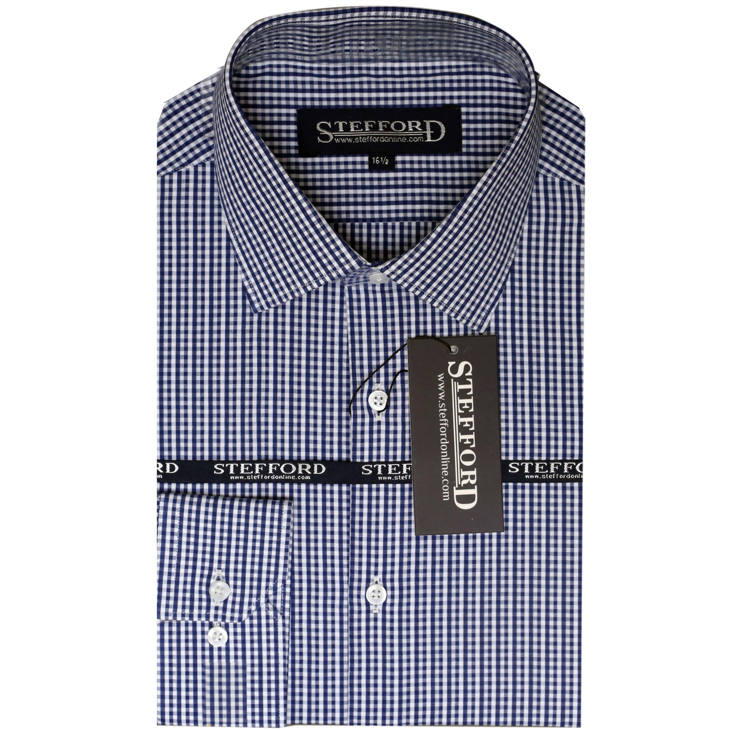 Blue & White Small Check Men's Dress Shirt