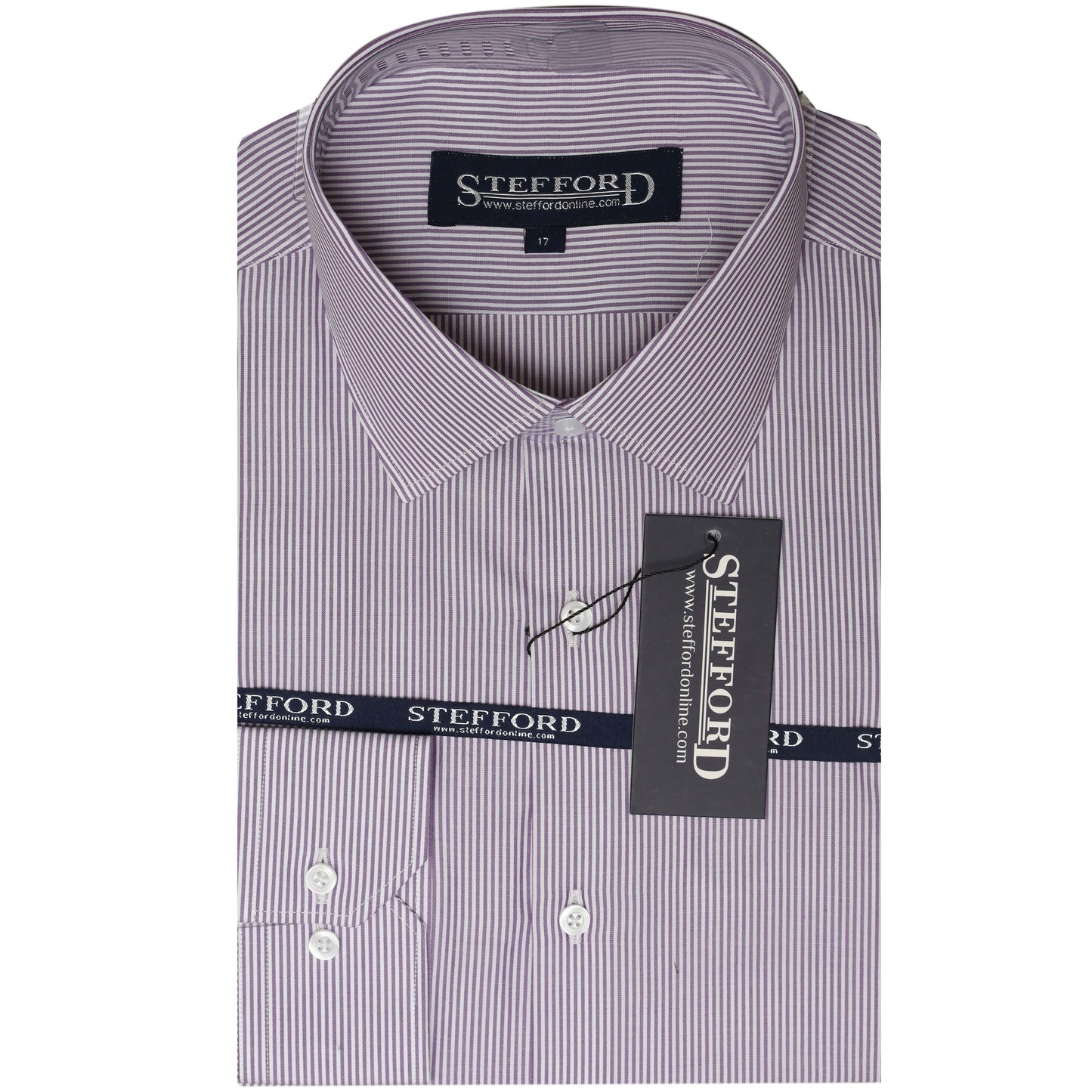 Purple Pinstripe Formal Dress Shirt For Men's