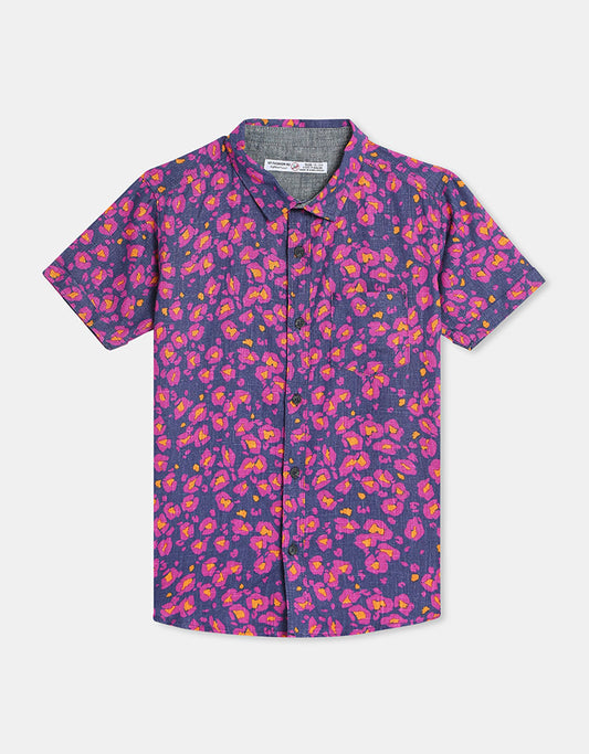 Purple Floral Baby Boy Shirt