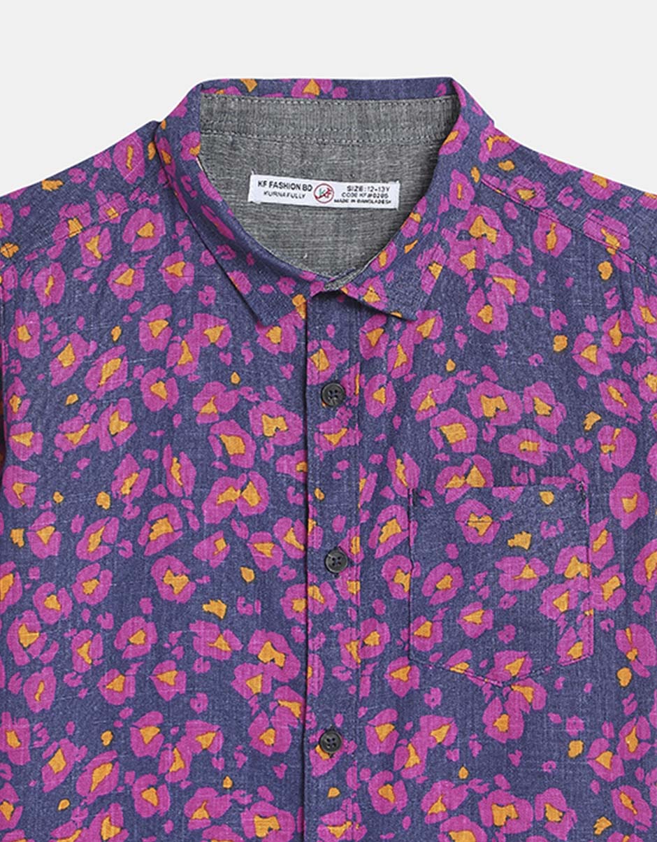 Purple Floral Baby Boy Shirt