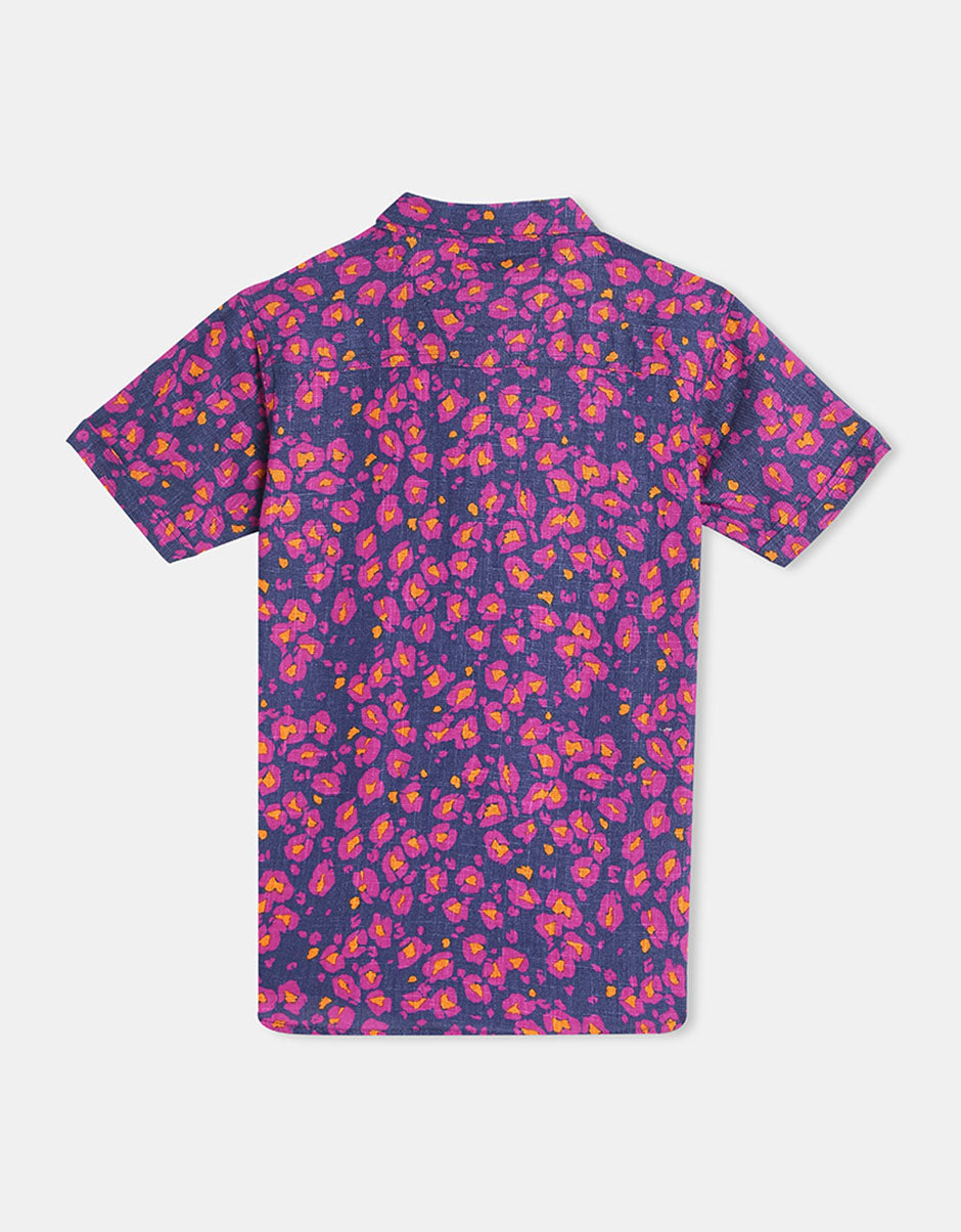 Purple Floral Baby Boy Shirt