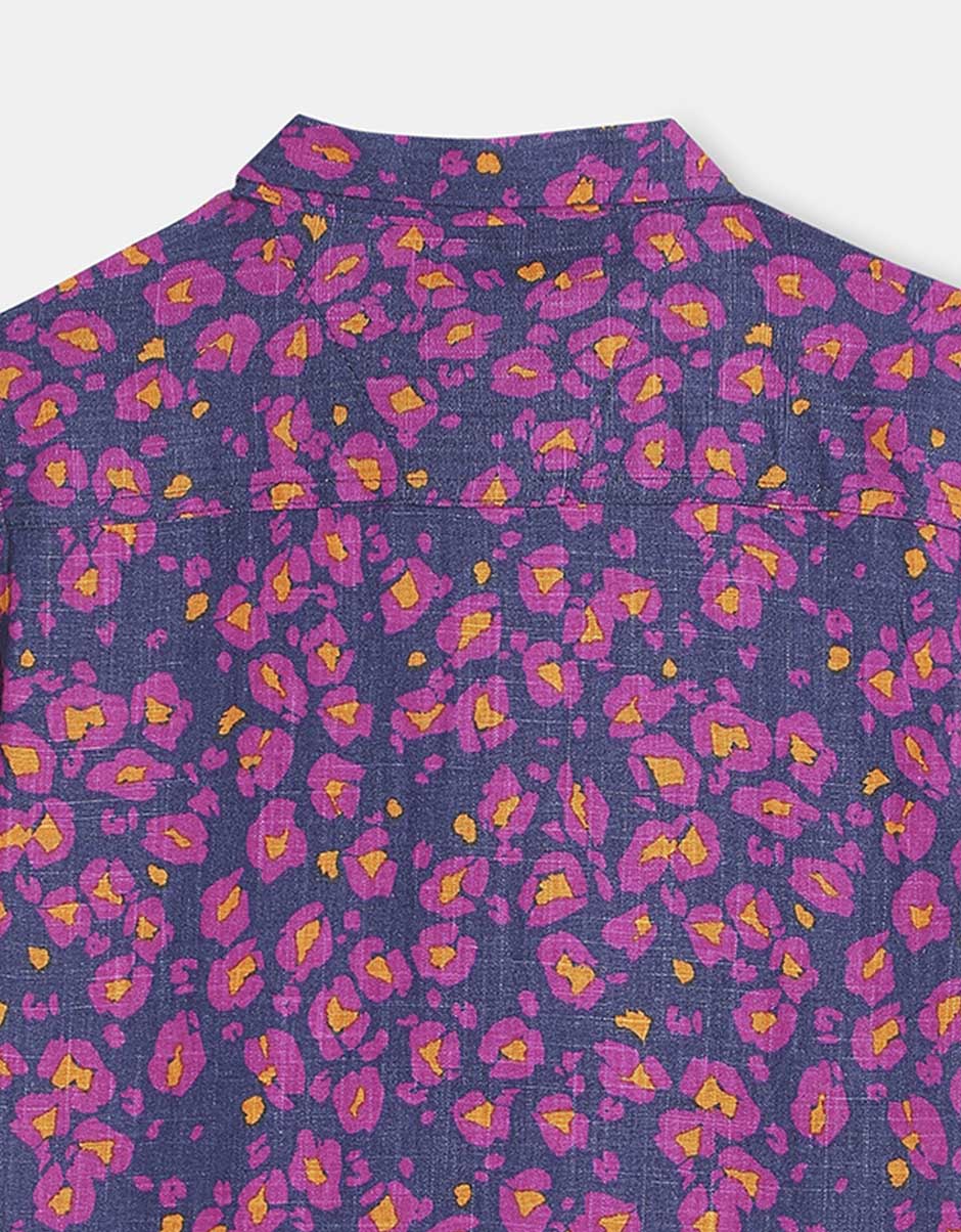 Purple Floral Baby Boy Shirt