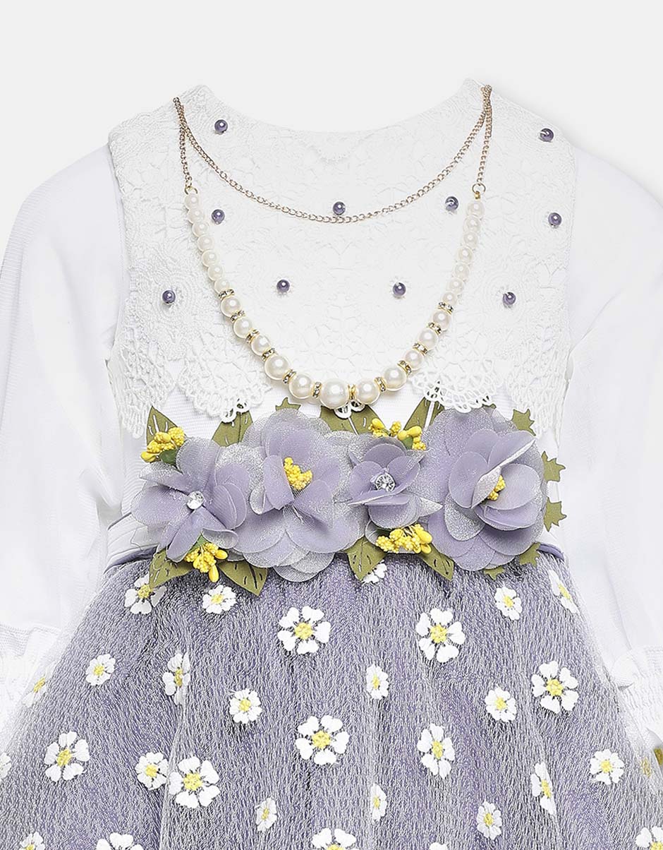 Purple Flower Net Frock