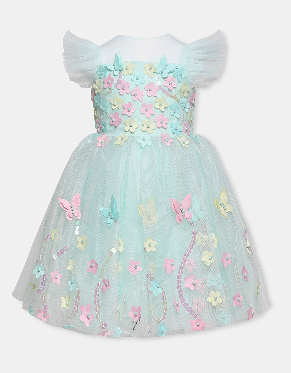 Sky Blue Puffy Frock for Baby Girl