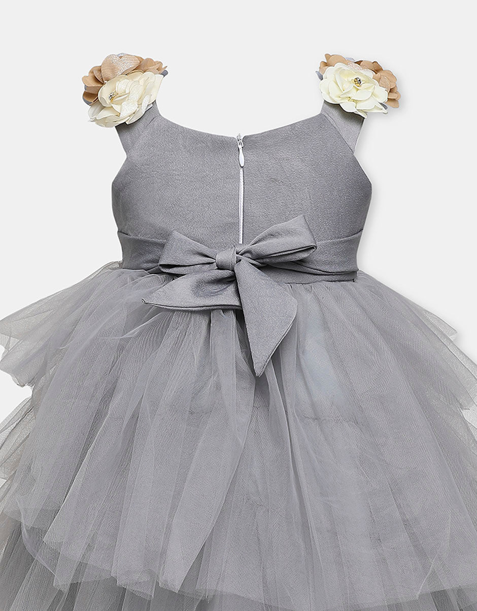 Floral Gray Net Frock