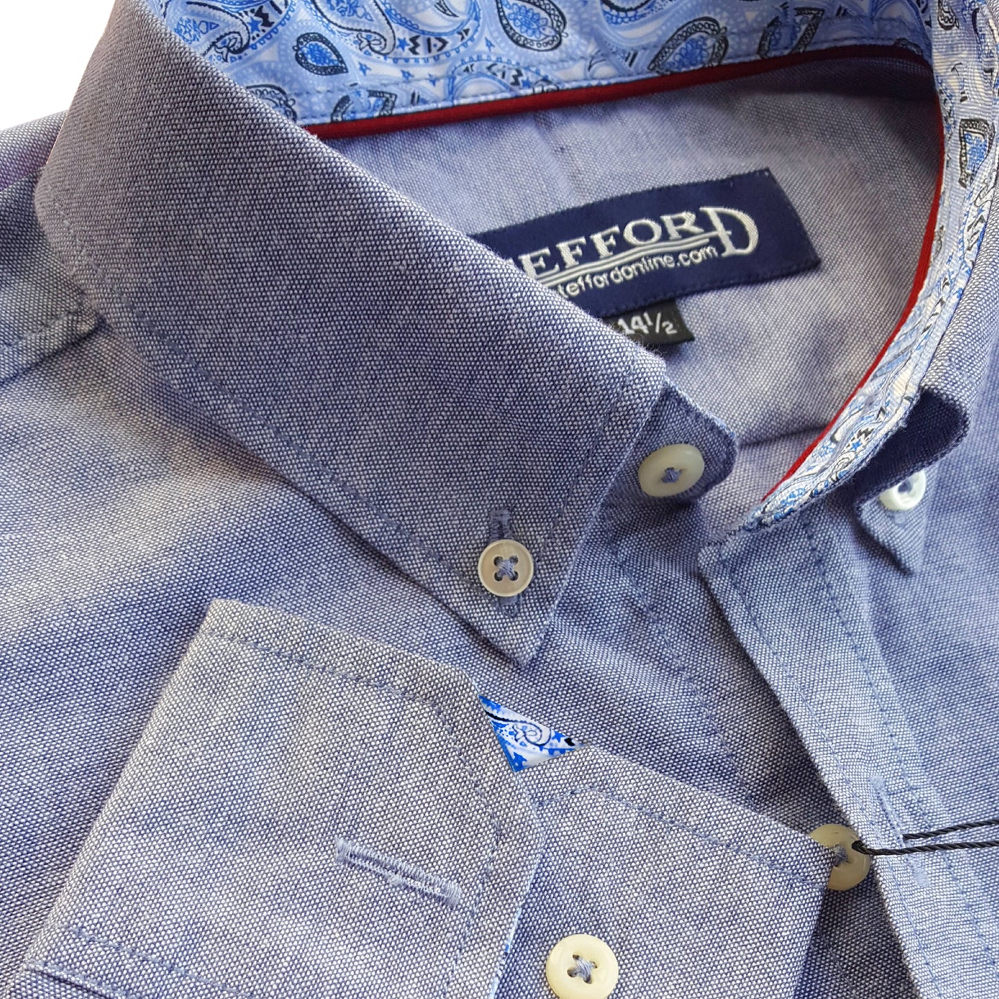 Slim Fit Denim Blue Semi Formal Shirt - Sky is the limit